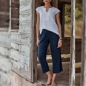 Pure Jill J. Jill Linen-Blend Culottes in heathered deep blue NWT, medium